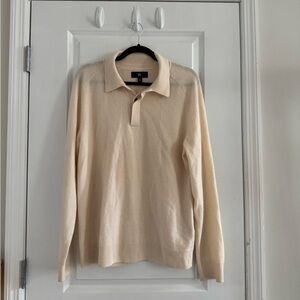 Banana Republic Cream White Cashmere Polo Sweater